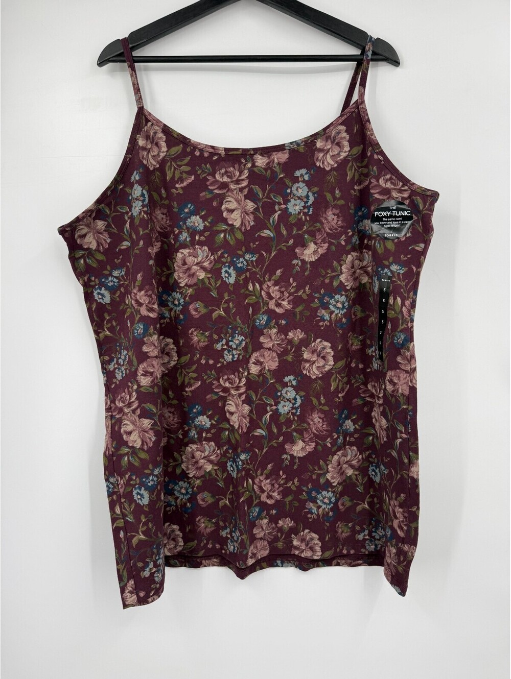 Torrid Womens Tunic Camisole Tank Top Purple Floral Print Adjustable Straps Sz 5